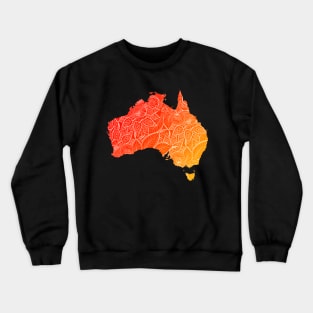 Colorful mandala art map of Australia with text in red and orange Crewneck Sweatshirt